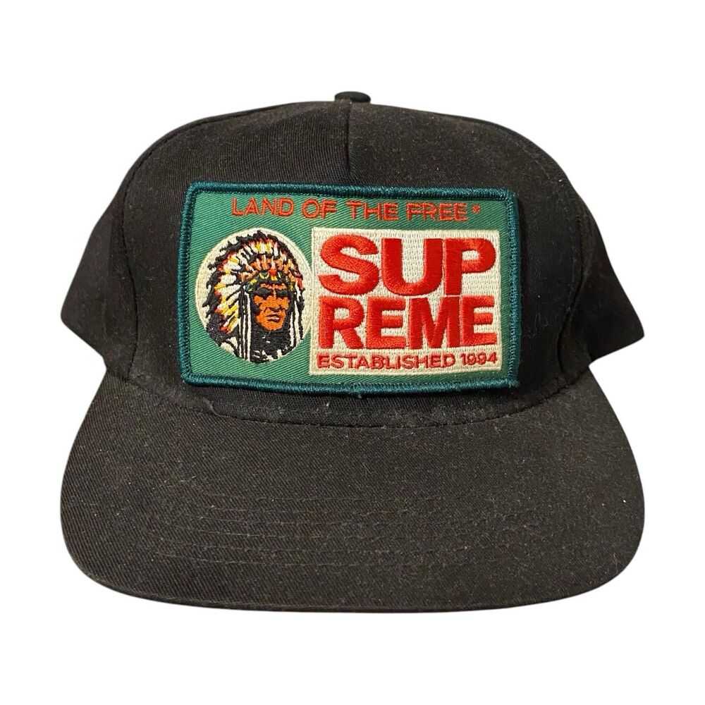 FW10 Supreme Land Of The Free Snapback Hat Cap LOTF USA Made Red Man Chew Used